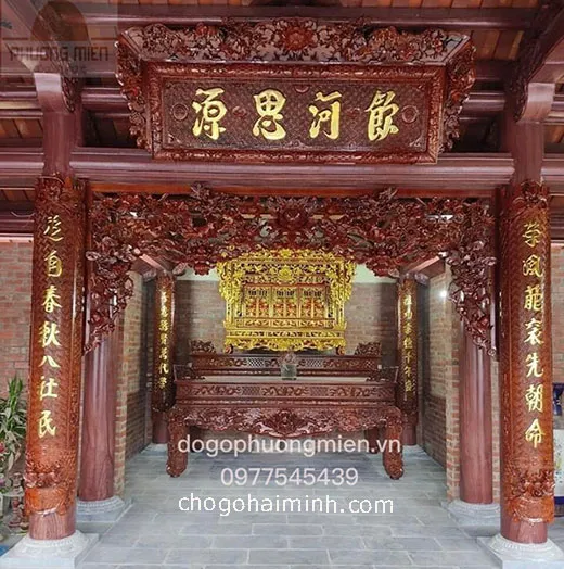 mẫu hoành phi câu đối gỗ đẹp tinh sảo sử dụng nơi thờ cúng.