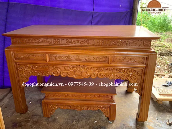 Bàn thờ gỗ mít truyện như ý nền đẹp tinh sảo. (bàn giao tại Vũng Tàu)