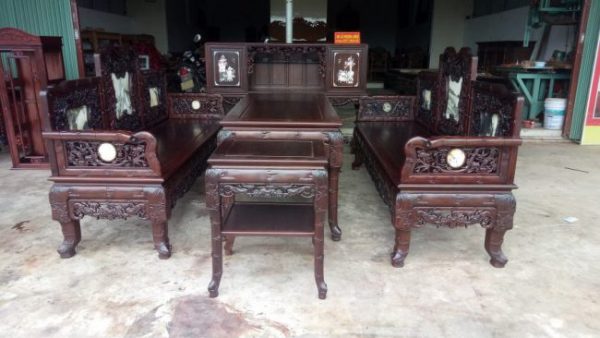 bàn ghế trường kỷ gỗ phong cách cổ xưa đẹp.