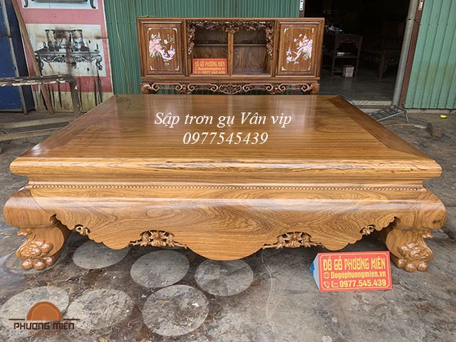 mẫu sập trơn gỗ gụ vân 1m6 x 2m